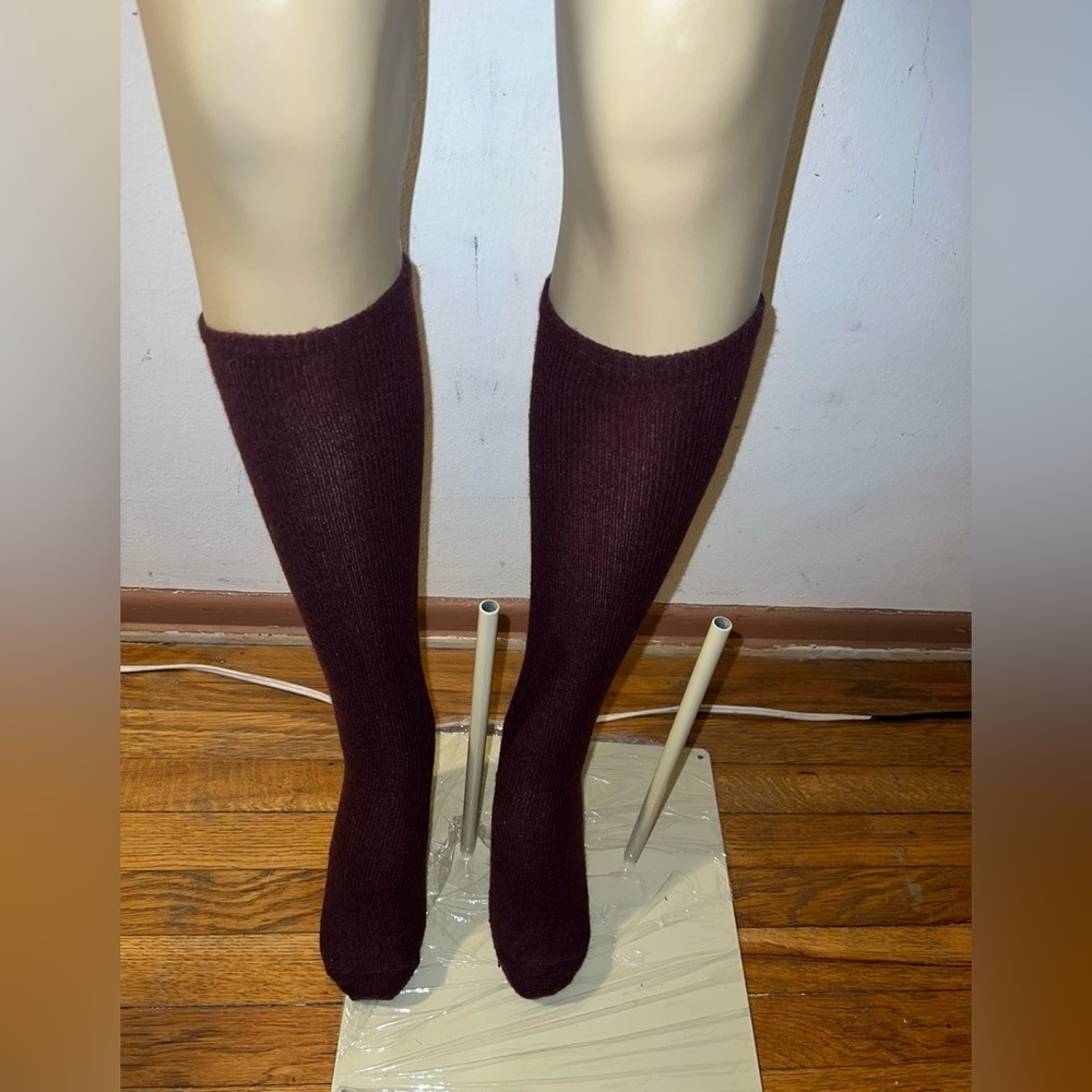 Burgundy Red Cozy Knee High Socks